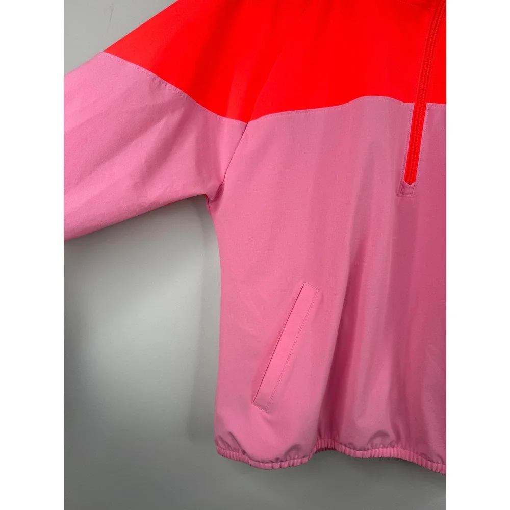 Under Armour Womens Pink Orange Colorblock Half Zip Pullover Windbreaker Jacket